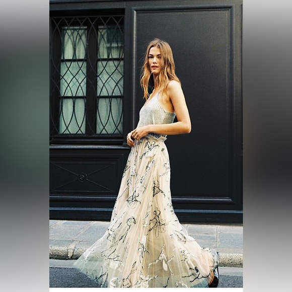 Anthropologie Dresses & Skirts - ANTHROPOLOGY GEISHA DESIGNS Georgette Dancing girl tulle coquette maxi skirt XL